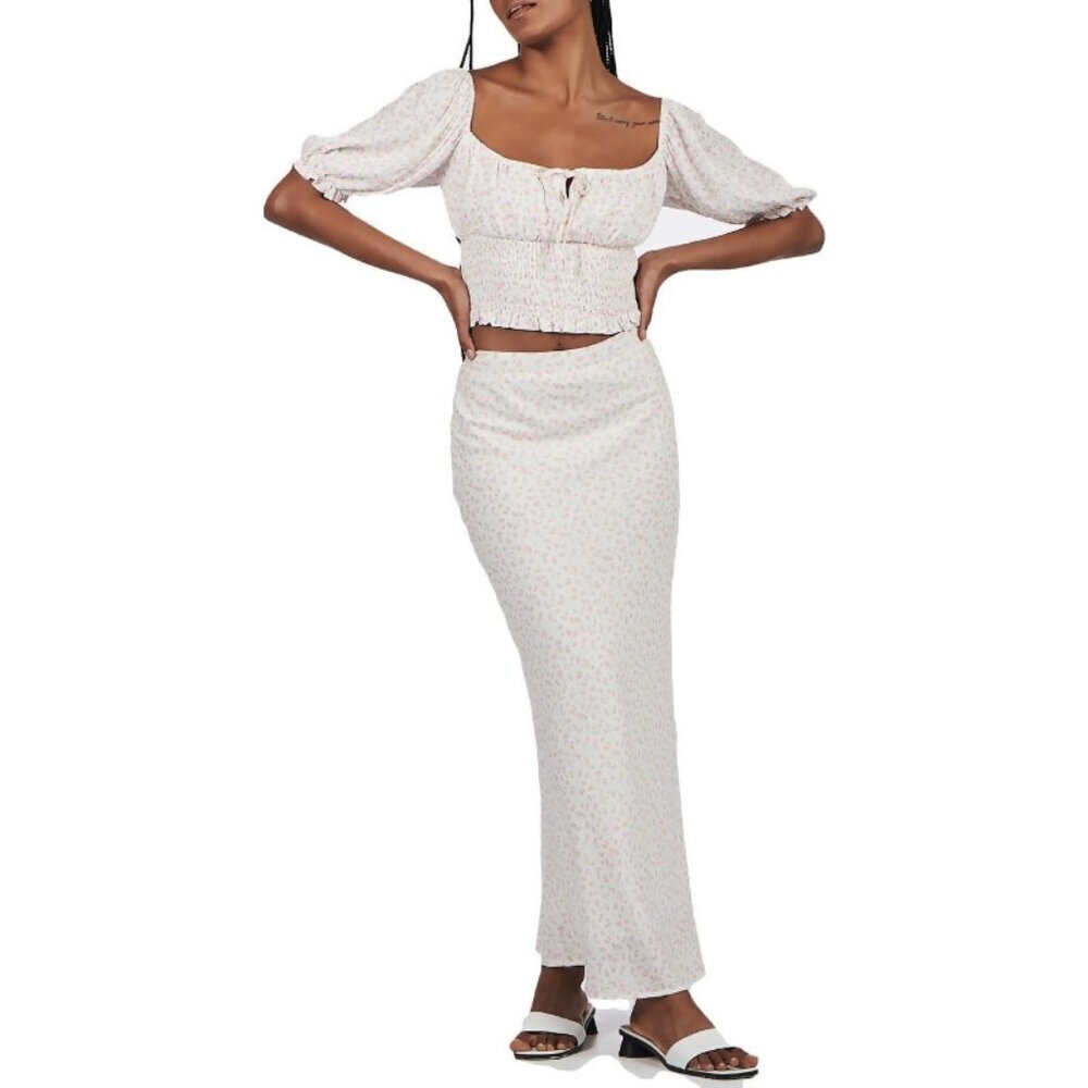 NWT Charlie Holiday Mahlia Linen Blend Floral Straight Maxi Skirt (L) - Picture 2 of 11